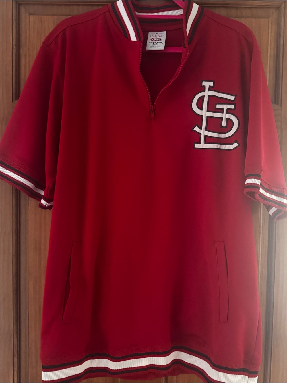 Vtg Genuine Merch True Fan St. Louis Cardinals 1/4 Zip Large Batting Jersey